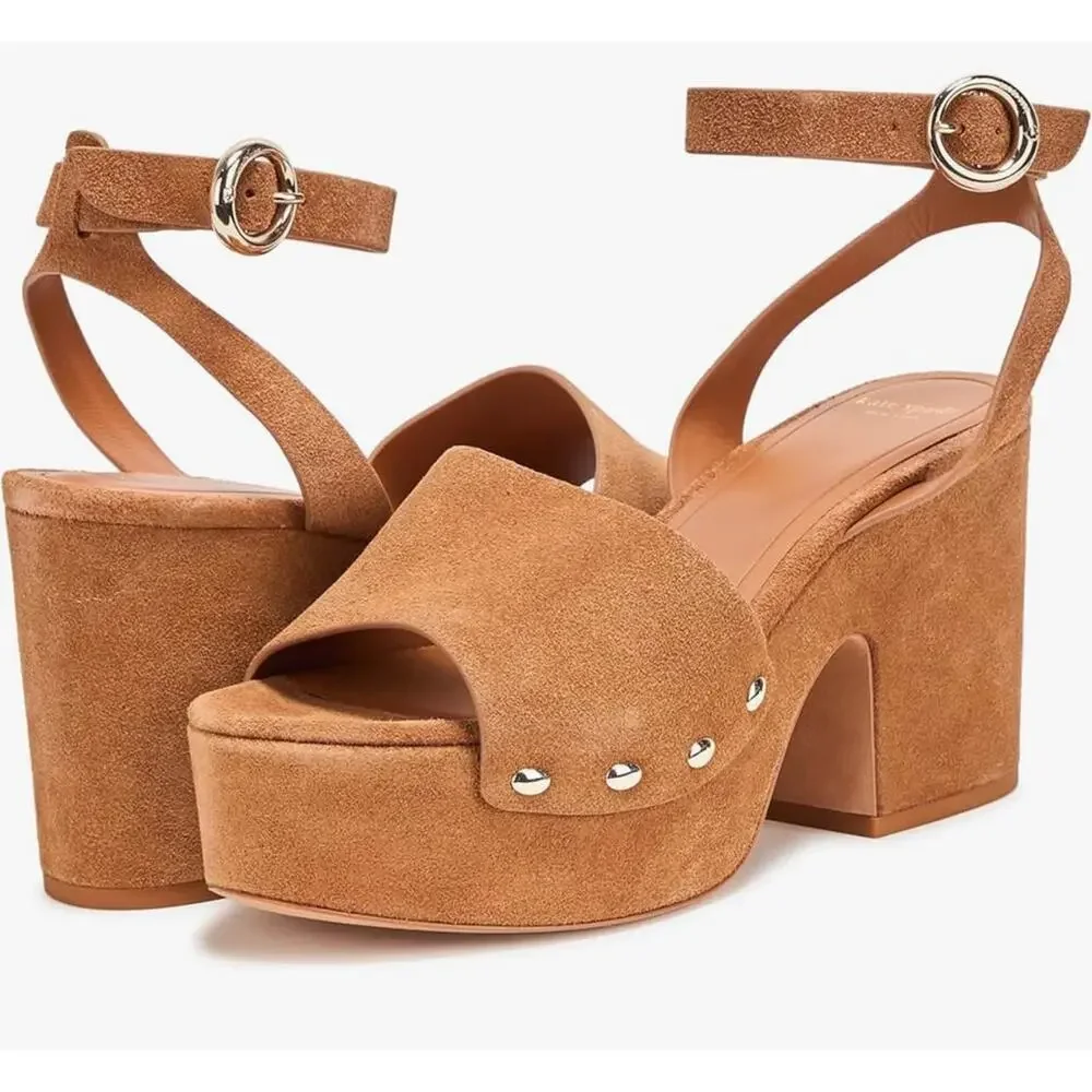 CURRENT SEASON NIB! Kate Spade New York Halo Platform Sandals – Size 8.5 Saddle